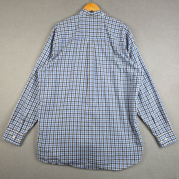 Cutter And Buck Shirt Mens Size LT Blue Gingham Grid Stitch Button Down Classic - Picture 5 of 13